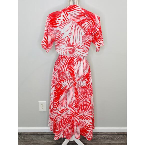 Vintage 80s Floral A-Line Midi Dress Women Size Small Button Up Pockets Femme - Picture 4 of 9